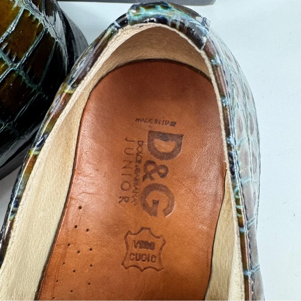 Dolce & Gabbana Junior Loafers Croc Brown EU 40 US‎ 6 Women 7.5